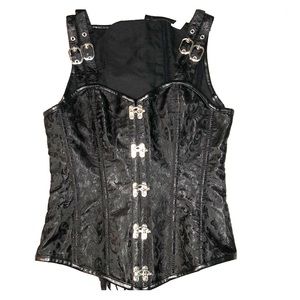 Black high back corset top tie up buckles